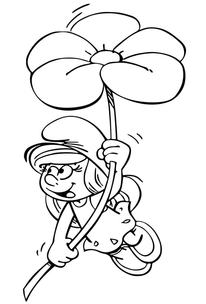 Desenho de Smurfette para Colorir com Lápis de Cor Pdf e Pintar