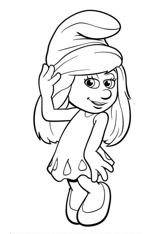 Desenho de Smurfette para Colorir Imprimivel e Pintar