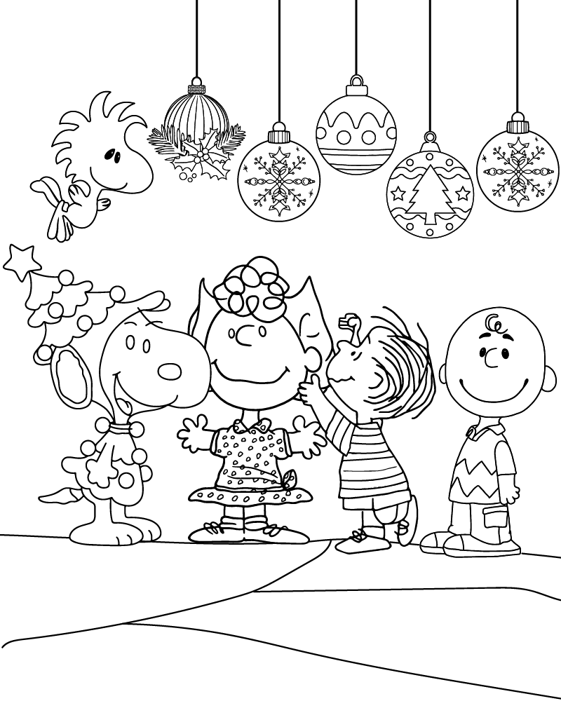 Desenho de Natal Snoopy para Pintar