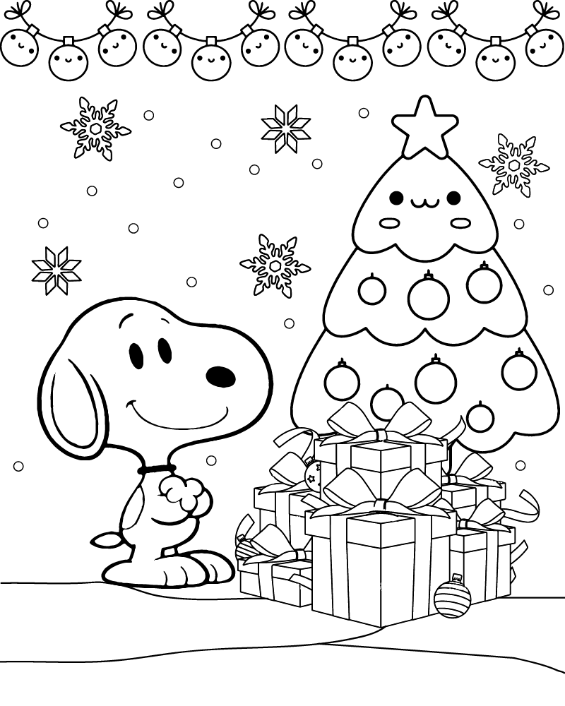 Desenho Snoopy Natal para Colorir e Pintar