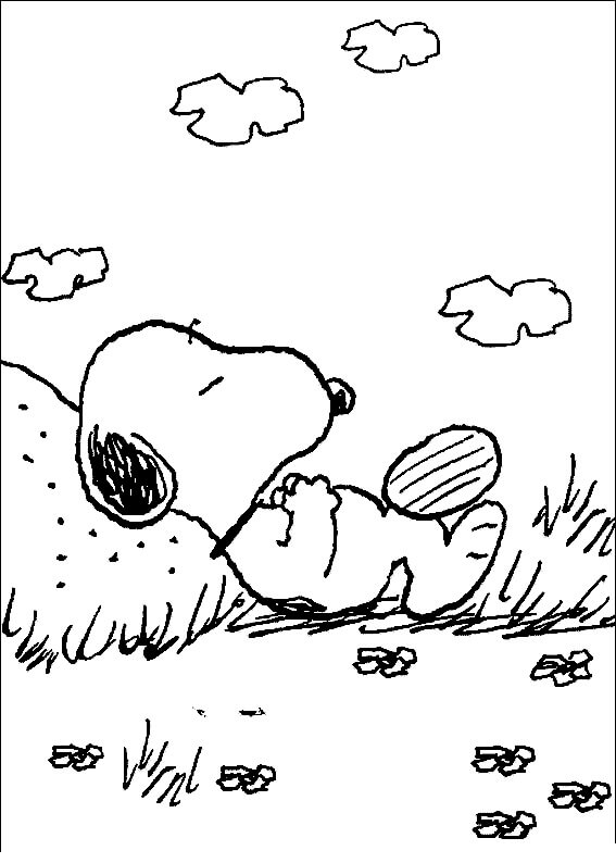 Desenho de Snoopy Dormindo para Imprimir Imprimivel e Pintar