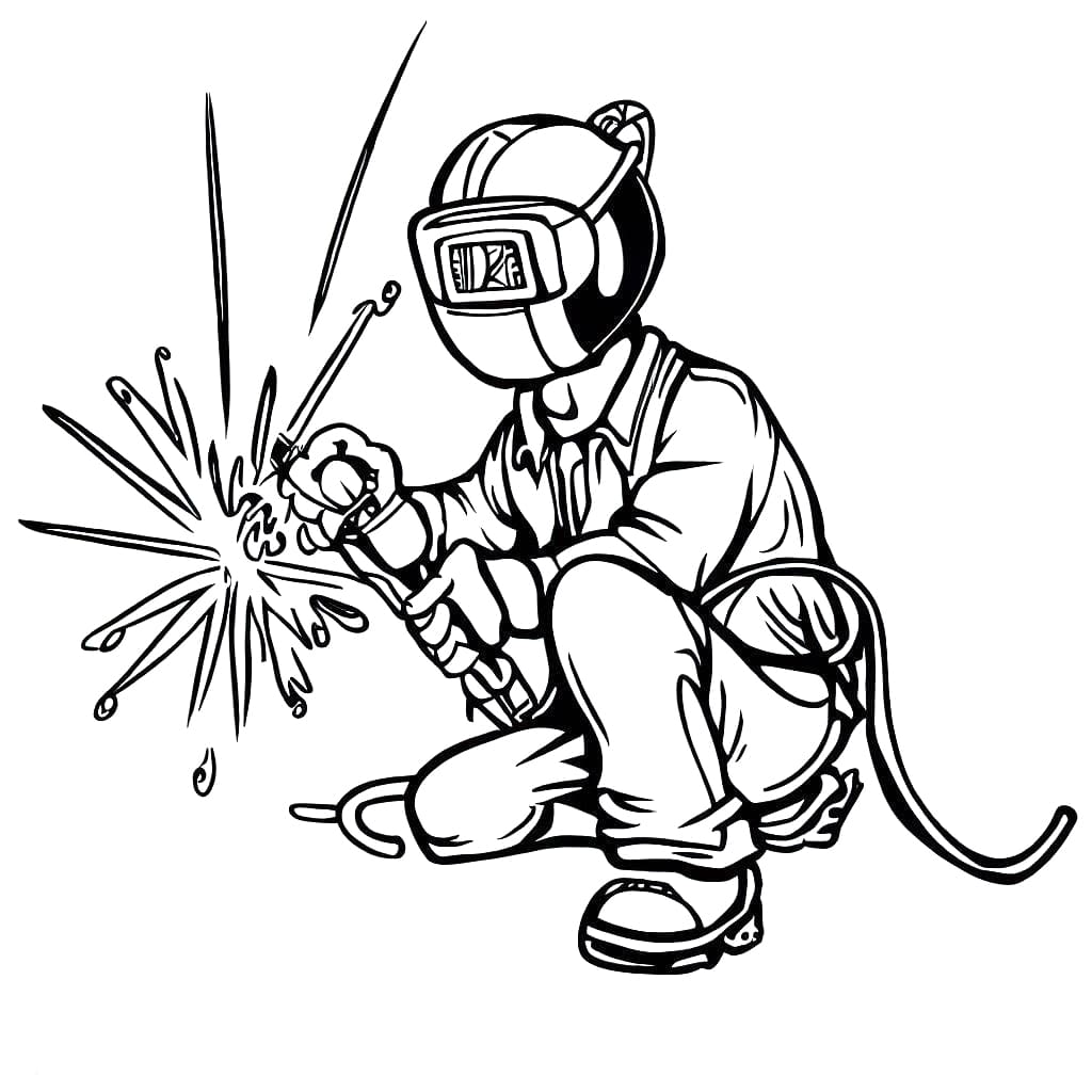 Desenho de Imagem do Soldador para Colorir e Pintar