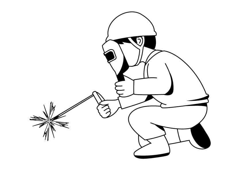 Desenho de Soldador Fácil para Colorir e Pintar