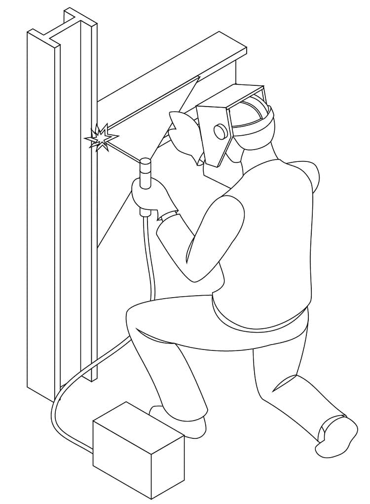 Desenho de Soldador Grátis para Colorir e Pintar