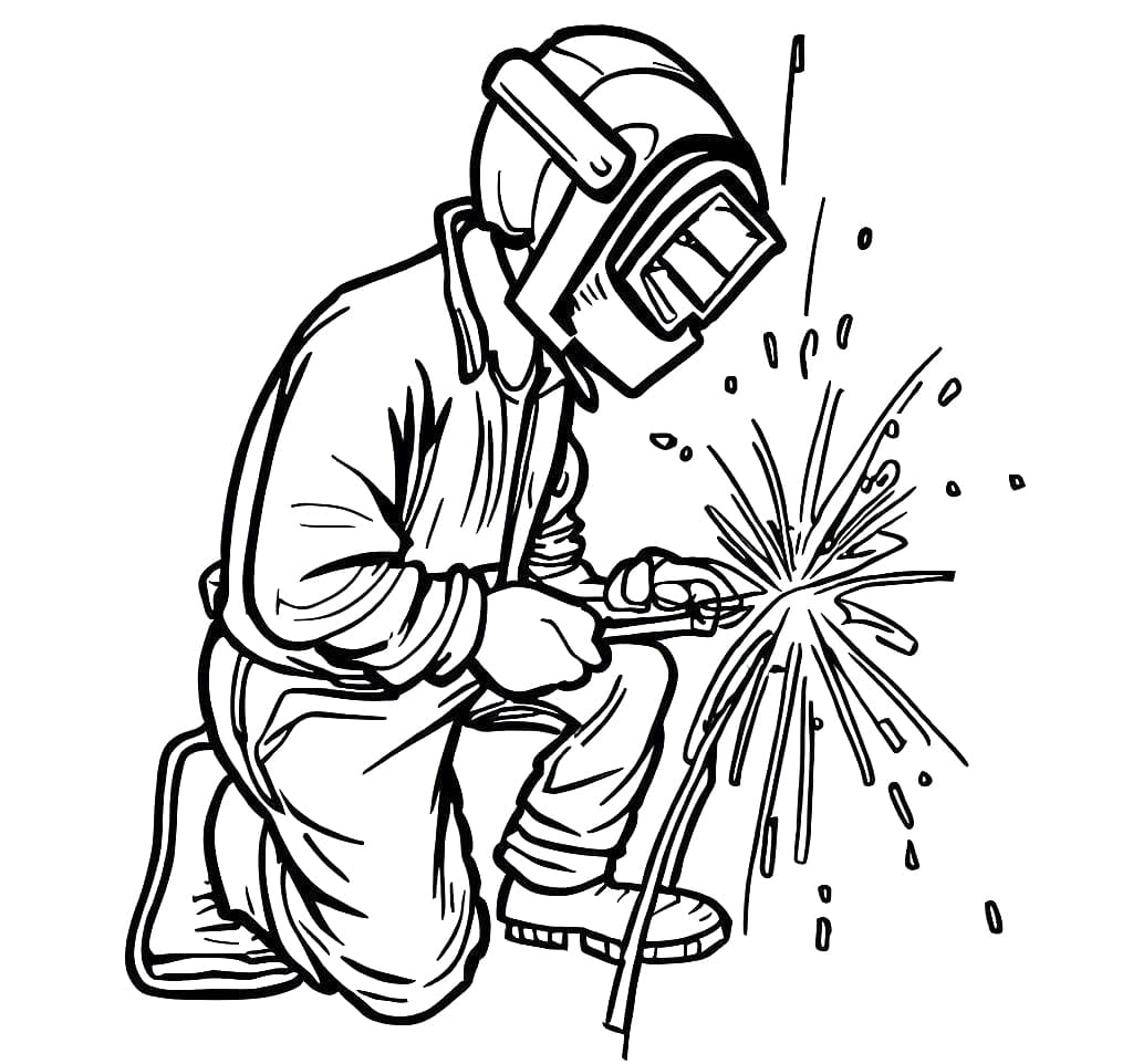 Desenho de Soldador Imprimivel para Colorir e Pintar