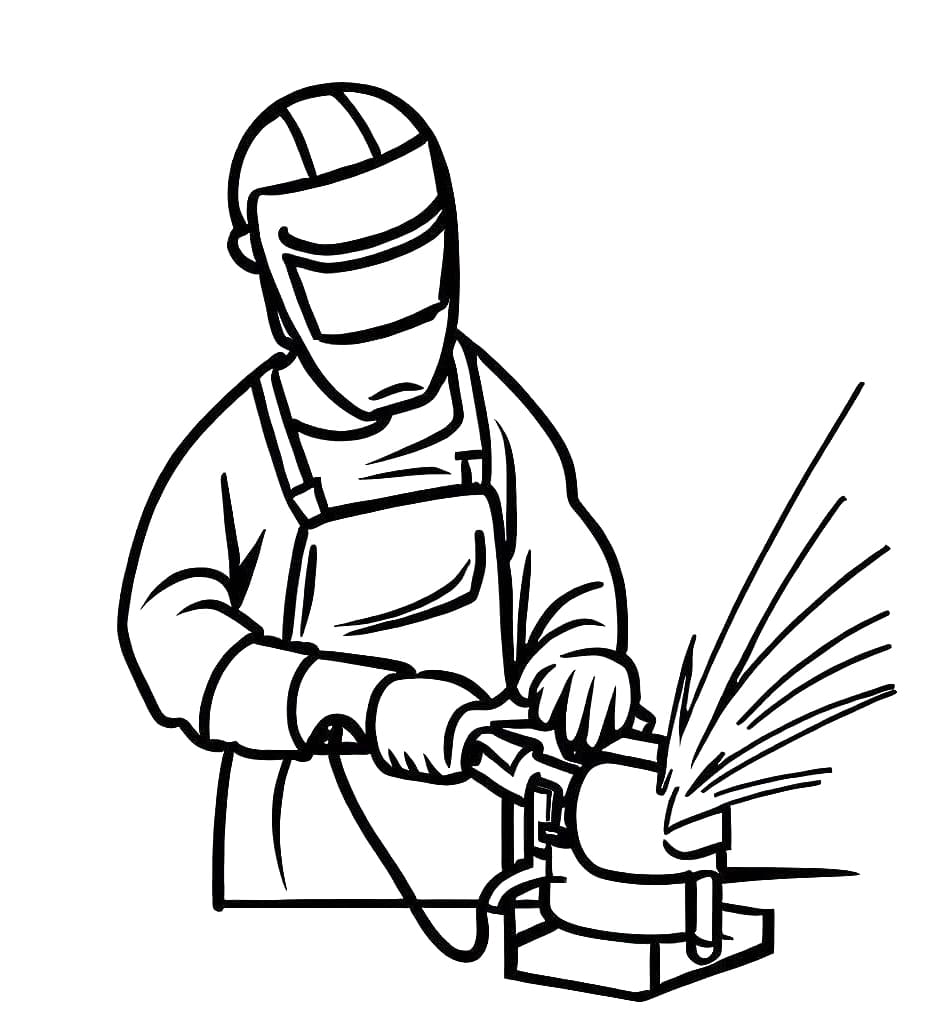 Desenho de Soldador Profissional para Colorir e Pintar