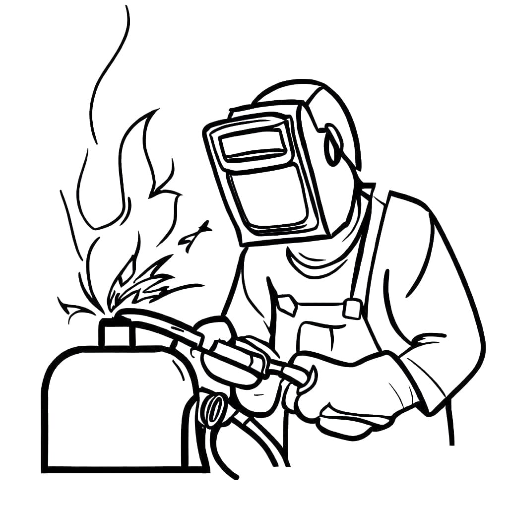 Desenho de um Soldador para Colorir e Pintar