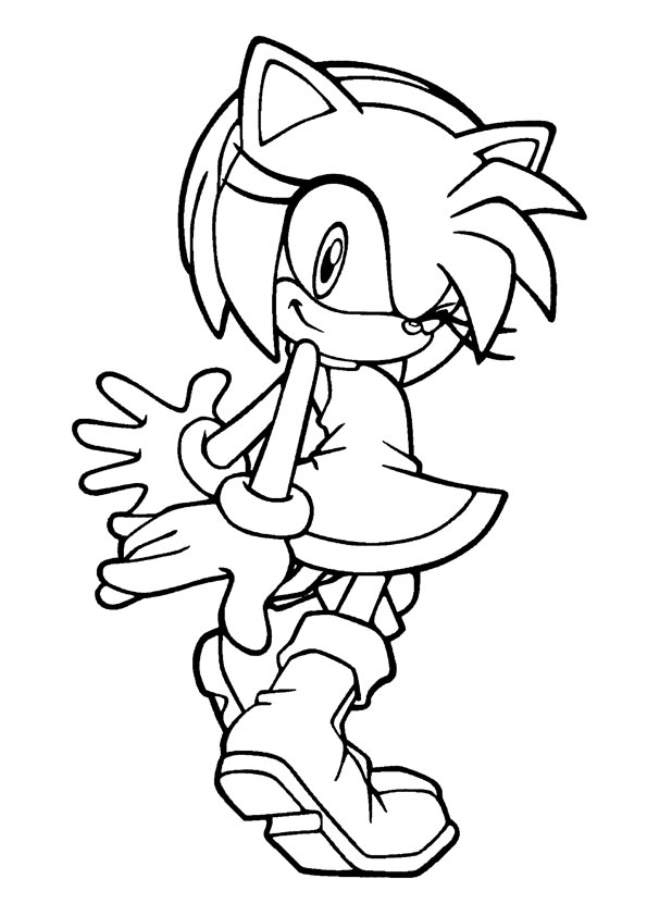 Desenho da Amigá do Sonic Amy Rose para Imprimir e Colorir