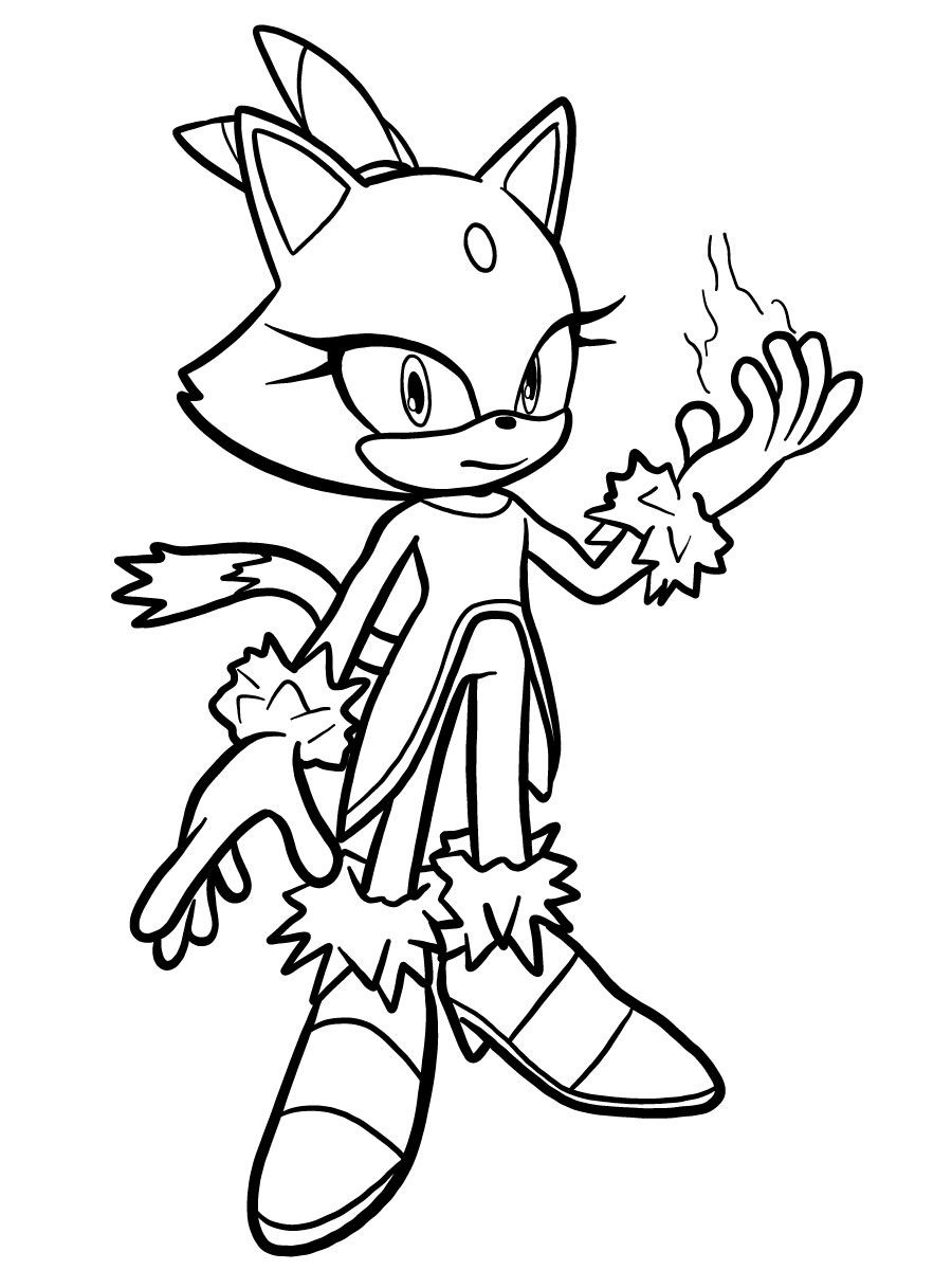 Desenho da Blaze The Cat do Sonic para Baixar e Colorir