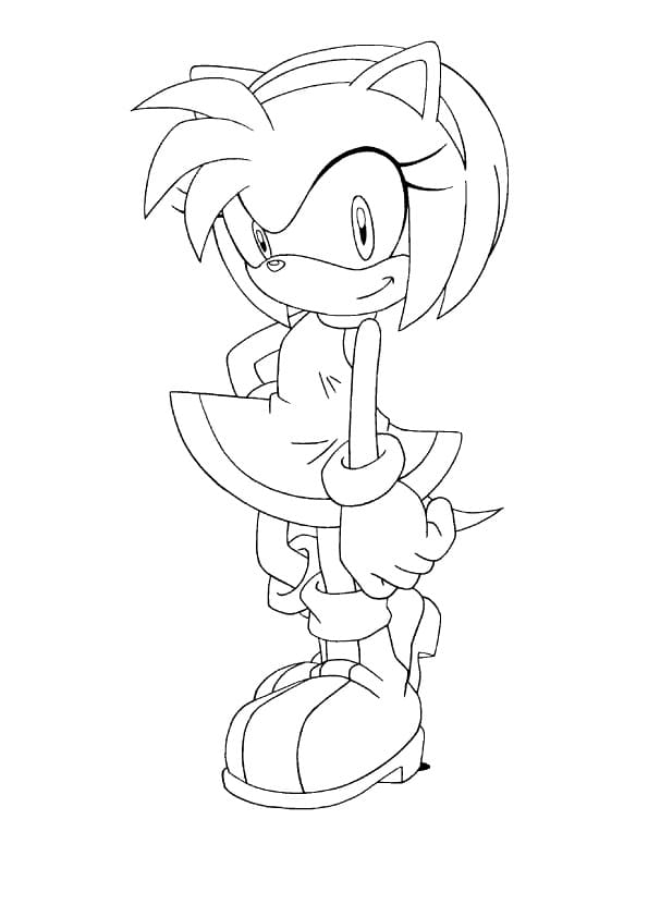 Desenho de Amy Rose Fofa de Sonic para Colorir