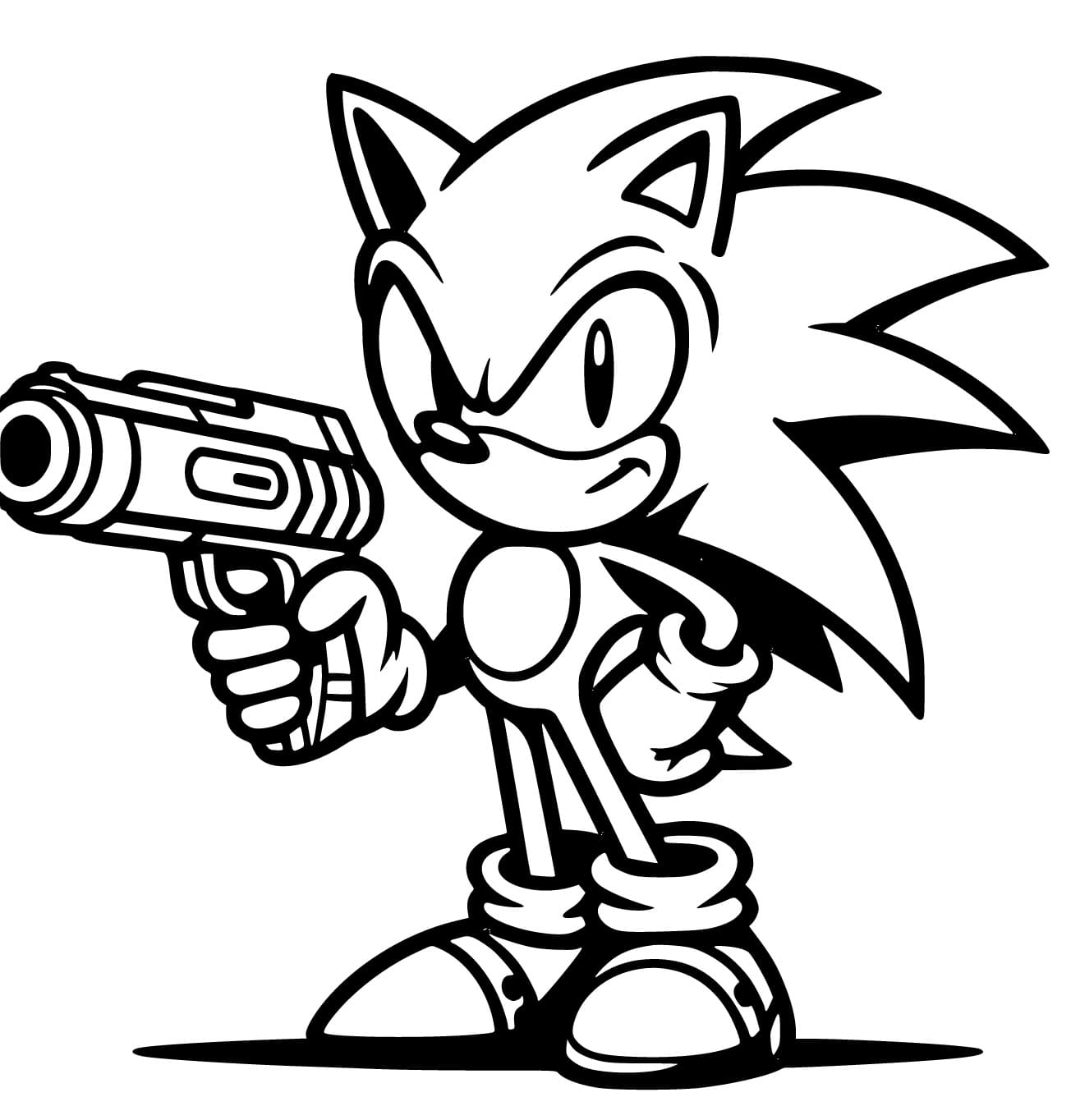 Desenho de Sonic com Armá para Colorir