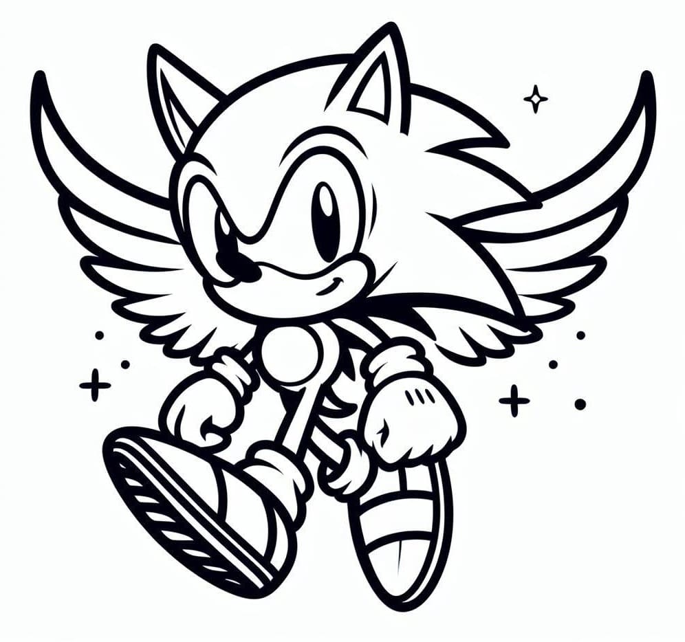 Desenho de Sonic com Asas para Colorir