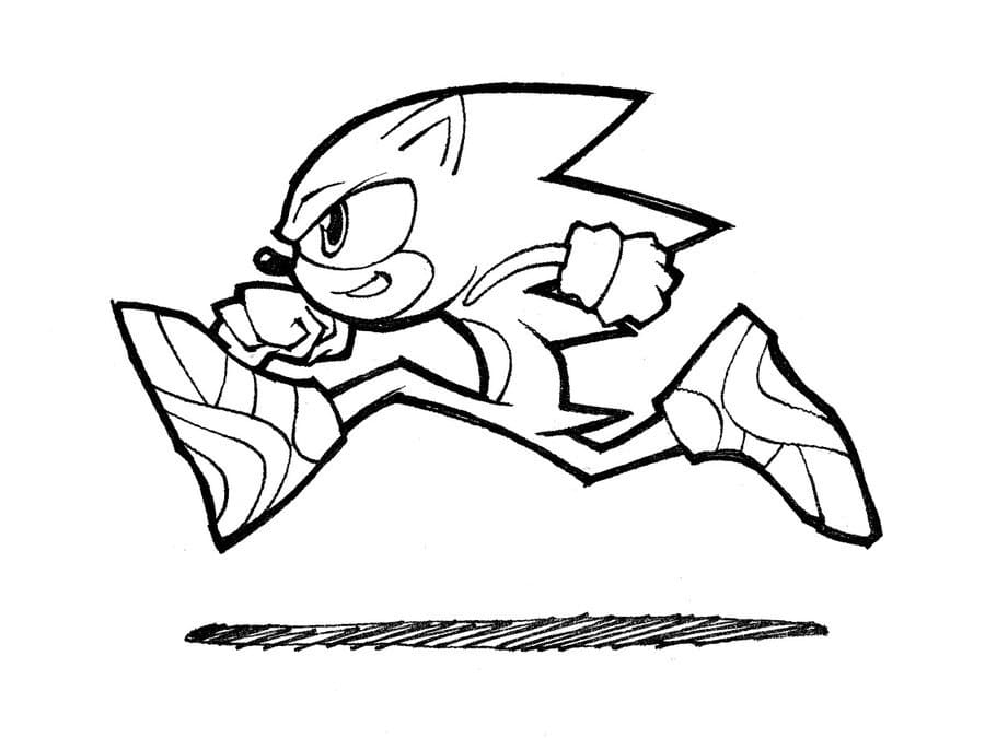 Desenho de Sonic Correndo para Salvar Animais na Floresta para Colorir