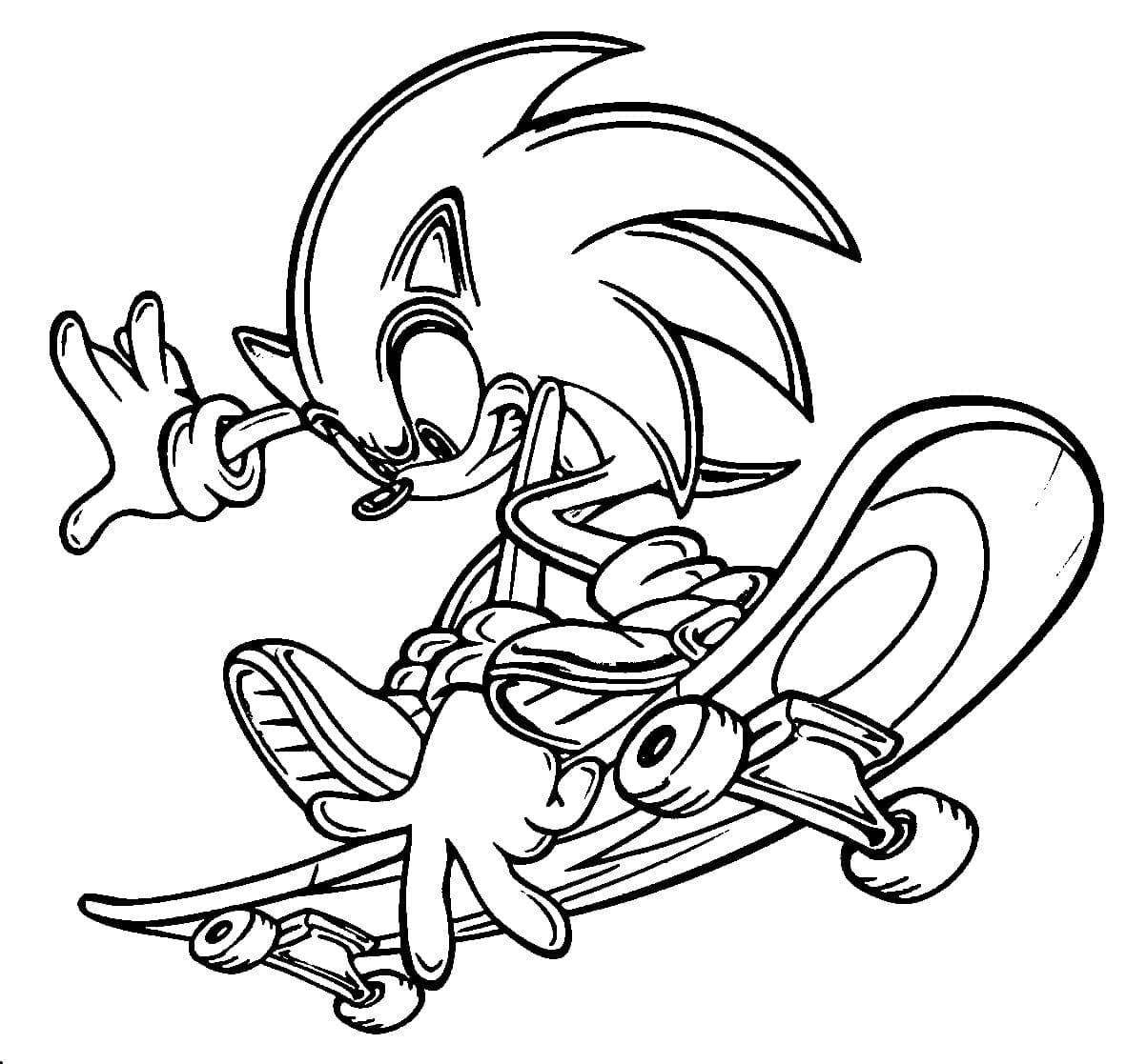 Desenho de Sonic no Skate para Colorir