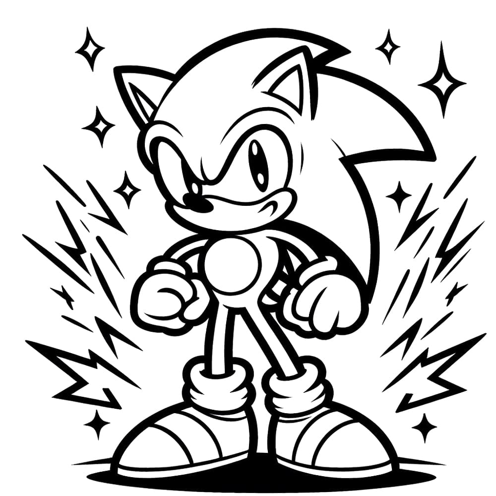 Desenho de Sonic Poderoso para Colorir