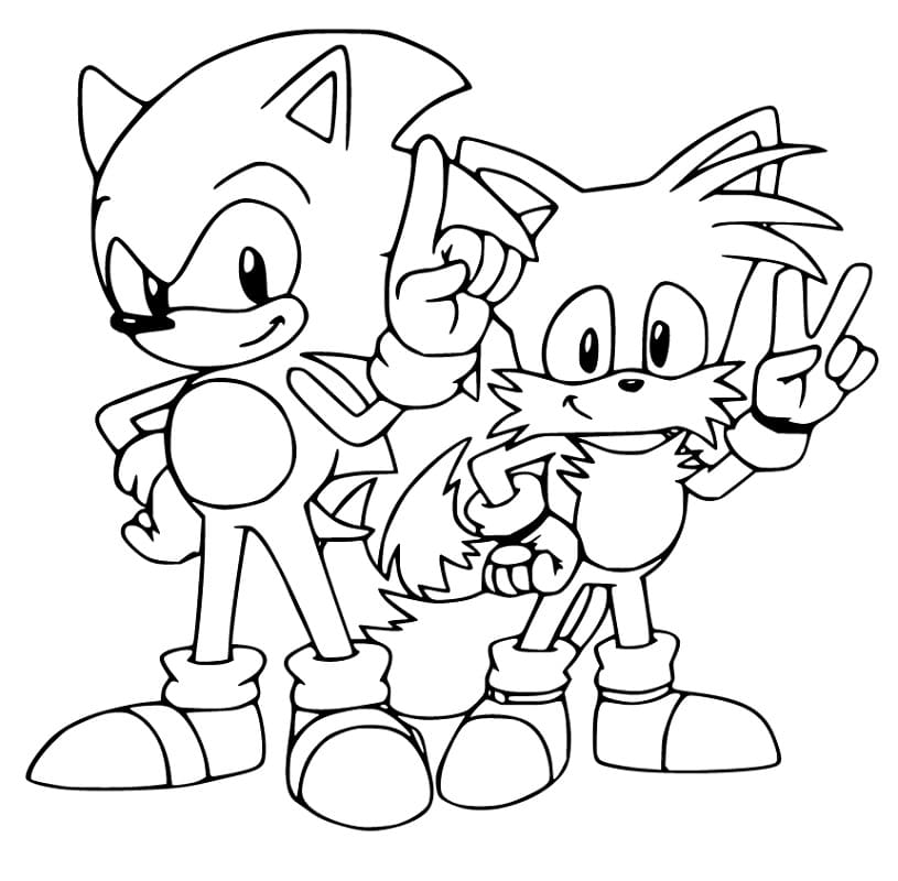 Desenho de Tails e Sonic para Colorir