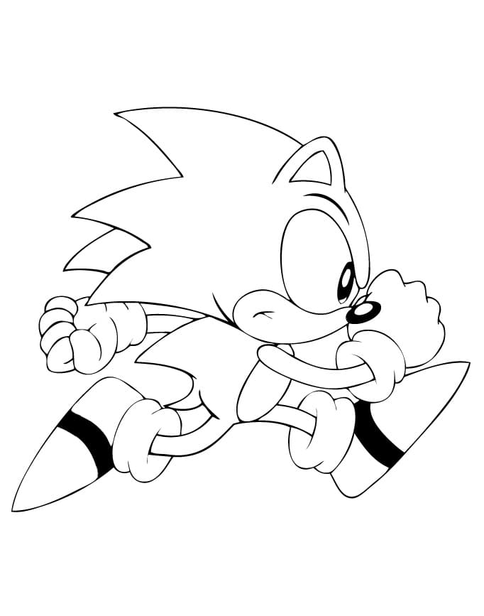 Desenho do Pequeno Sonic Indo Salvar Animais Presos pelo Robotnik para Pintar