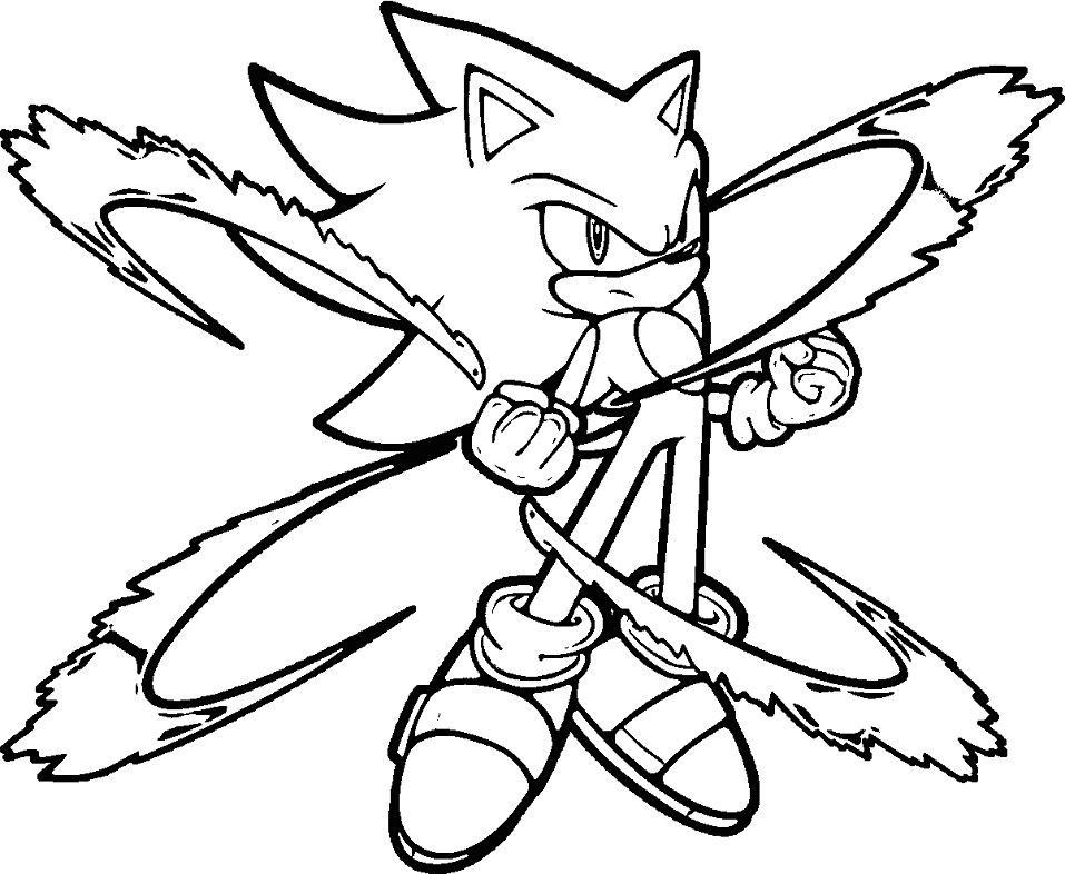 Desenho do Sonic com Super Poder para Imprimir e Pintar