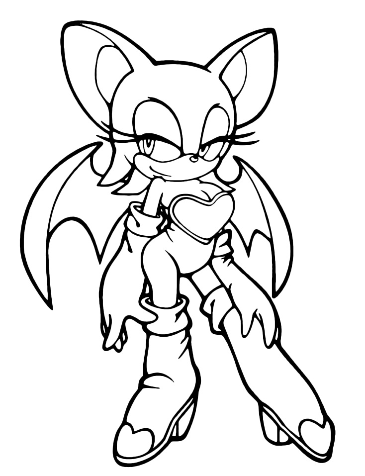 Desenho do Sonic Rouge The Bat de Asas Abertas para Colorir