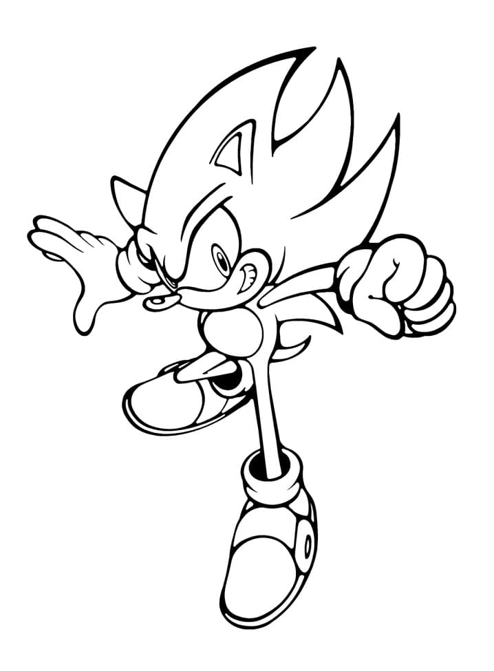 Desenho do Super Sonic Vencendo Batalhá para Colorir