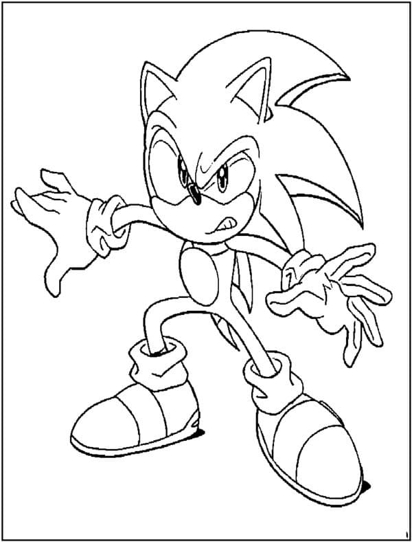 Desenho para Pintar do Sonic Enfrentando o Vilão na Floresta