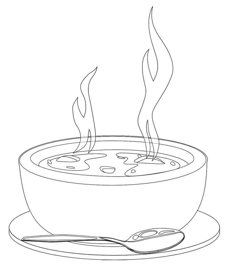 Desenho de Sopa Grátis para Imprimir e Colorir e Pintar