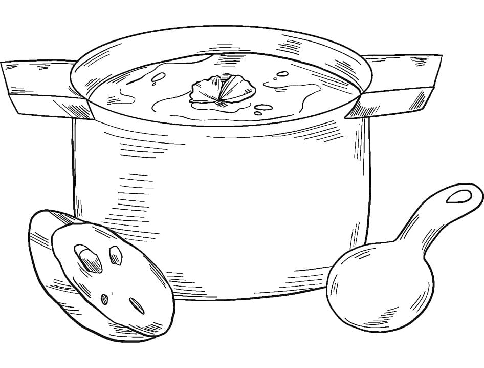 Desenho de Sopa Imprimivel para Colorir e Pintar