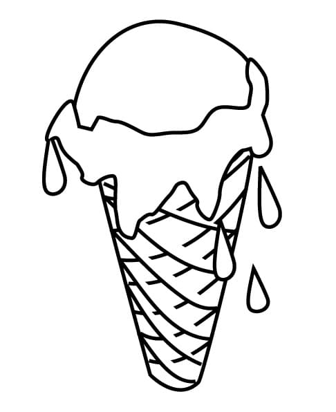 Desenho de Derretendo Sorvete para Colorir e Pintar