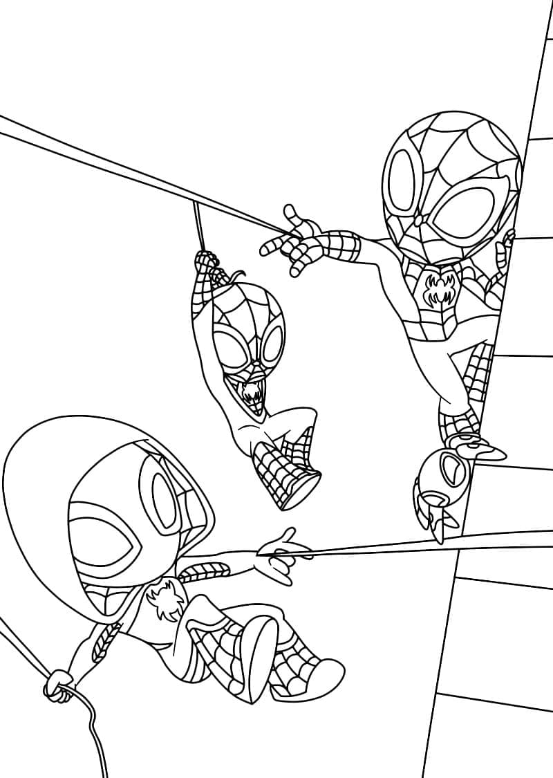Desenho de Spidey e Seus Amigos Espetaculares para Colorir Grátis e Pintar