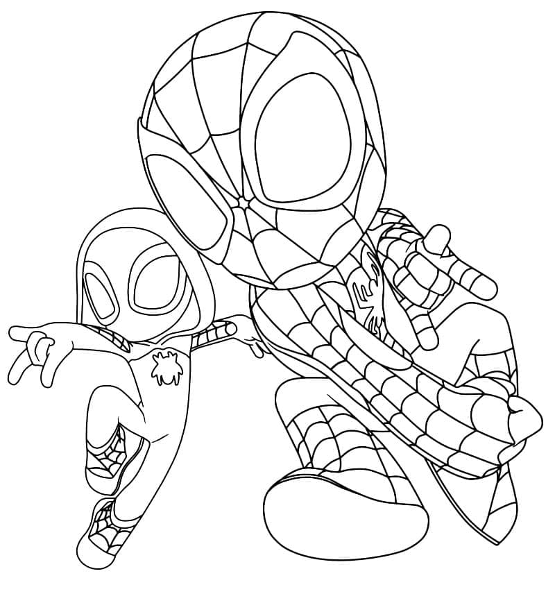 Desenhos de Spidey e Gwen Stacy para Colorir e Pintar