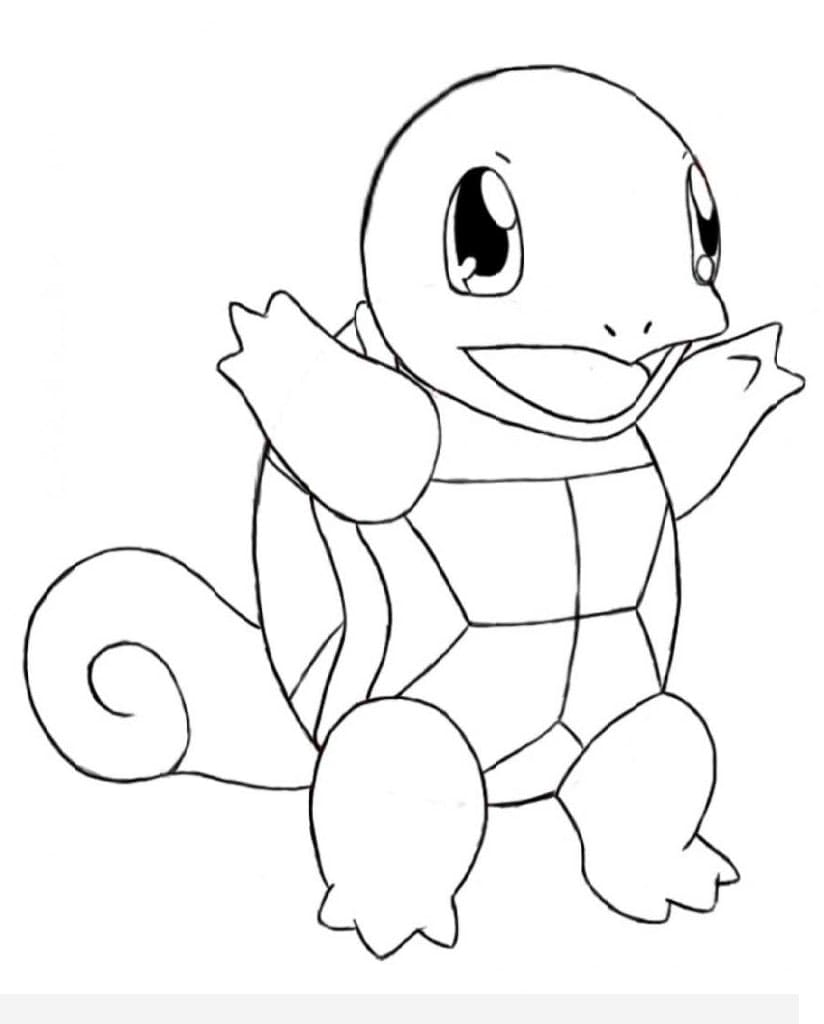 Desenho de Squirtle Grátis para Imprimir e Colorir e Pintar