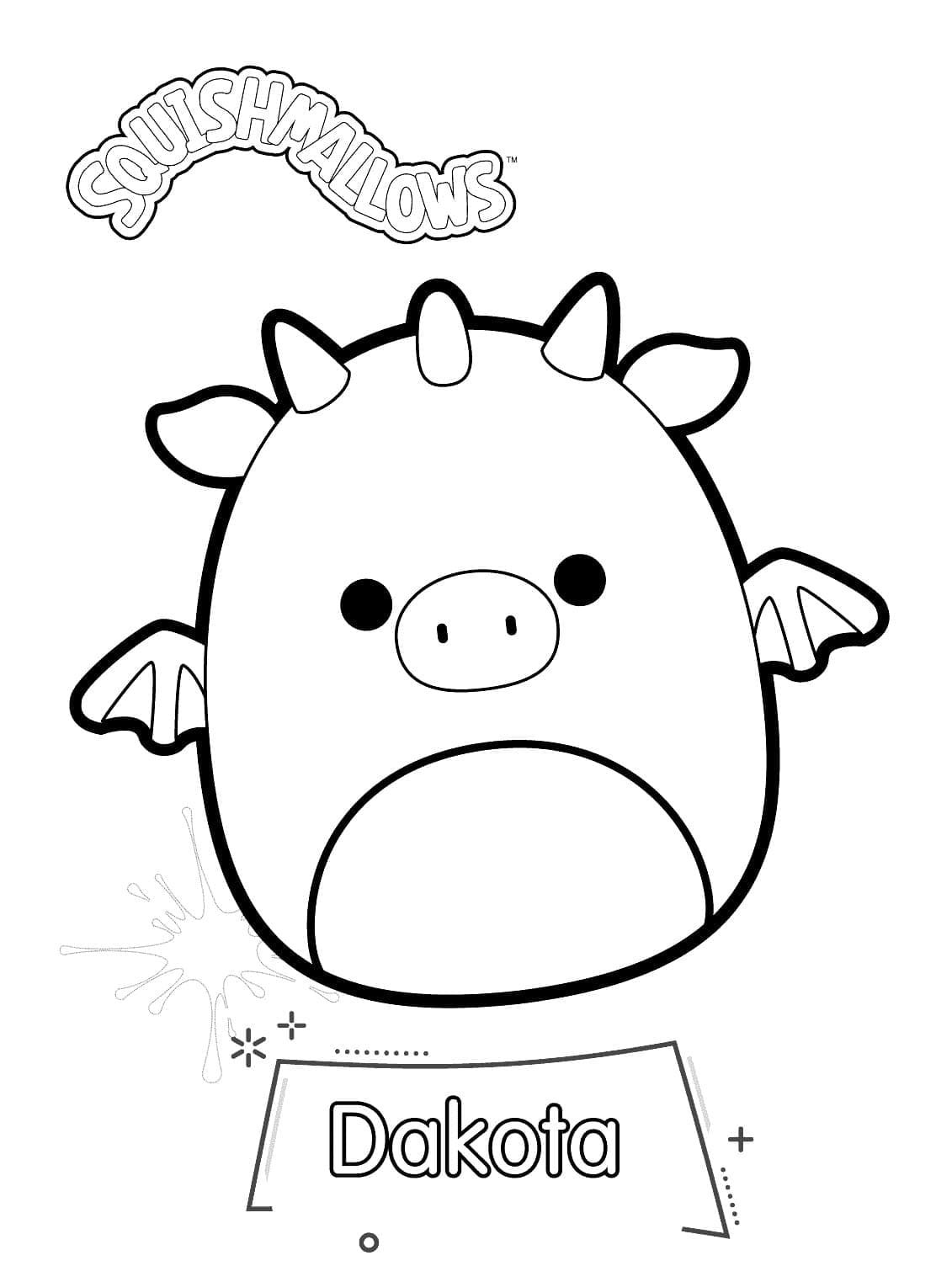 Desenho de Dakota Squishmallow para Colorir e Pintar
