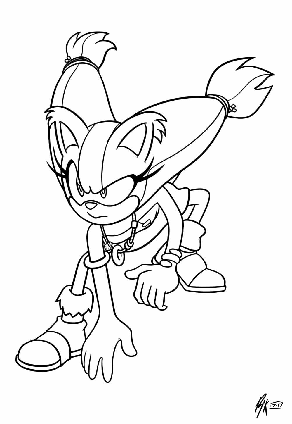 Desenho de Sticks The Badger Sonic para Colorir e Pintar