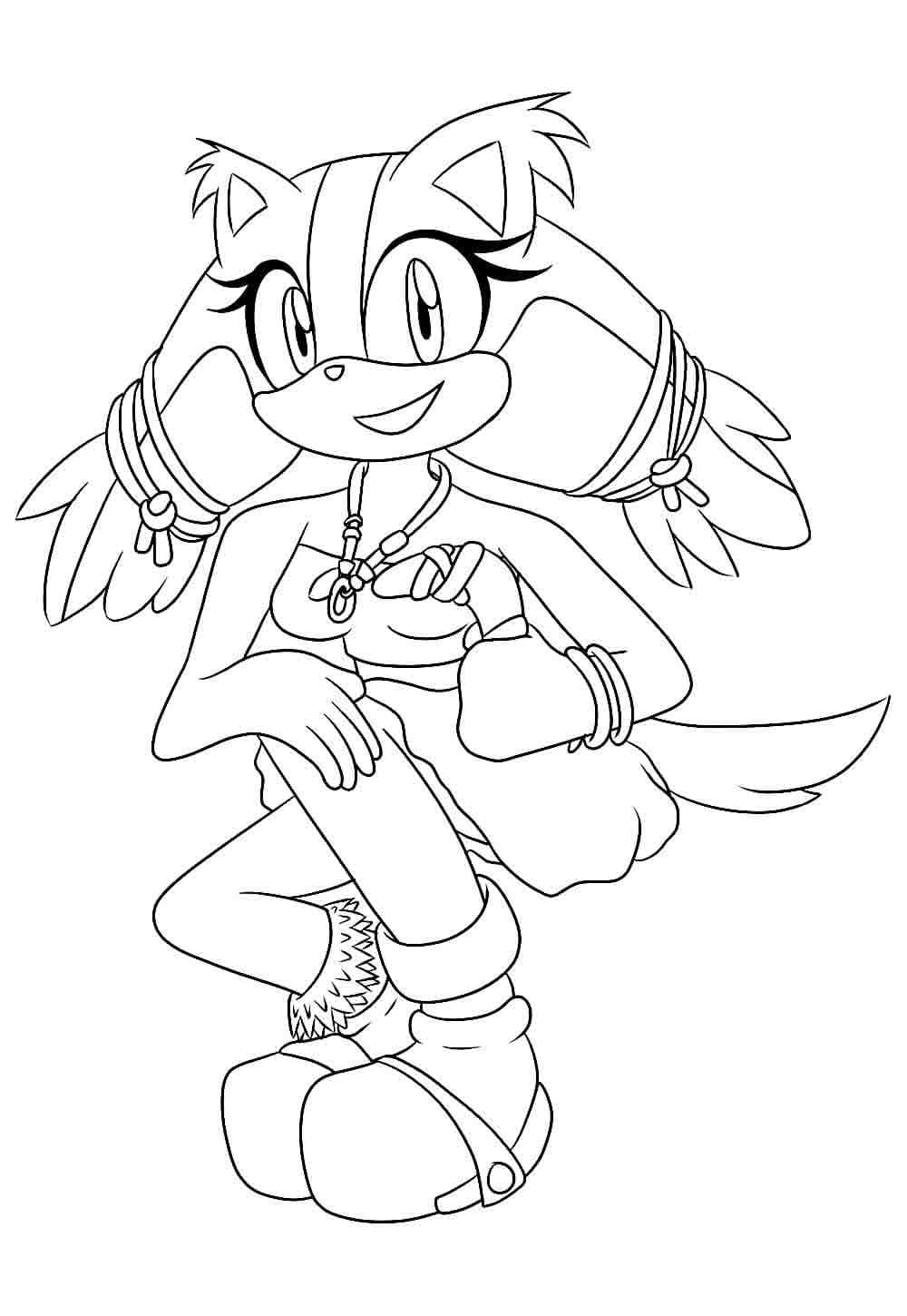 Desenho de Sticks The Badger de Sonic para Colorir e Pintar