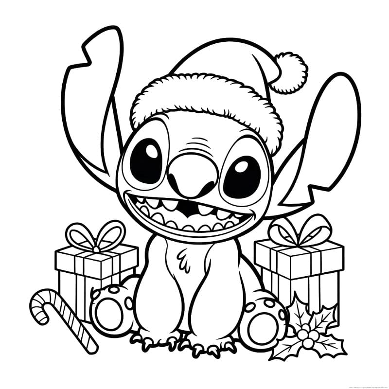 Desenho de Disney Stitch de Natal para Colorir