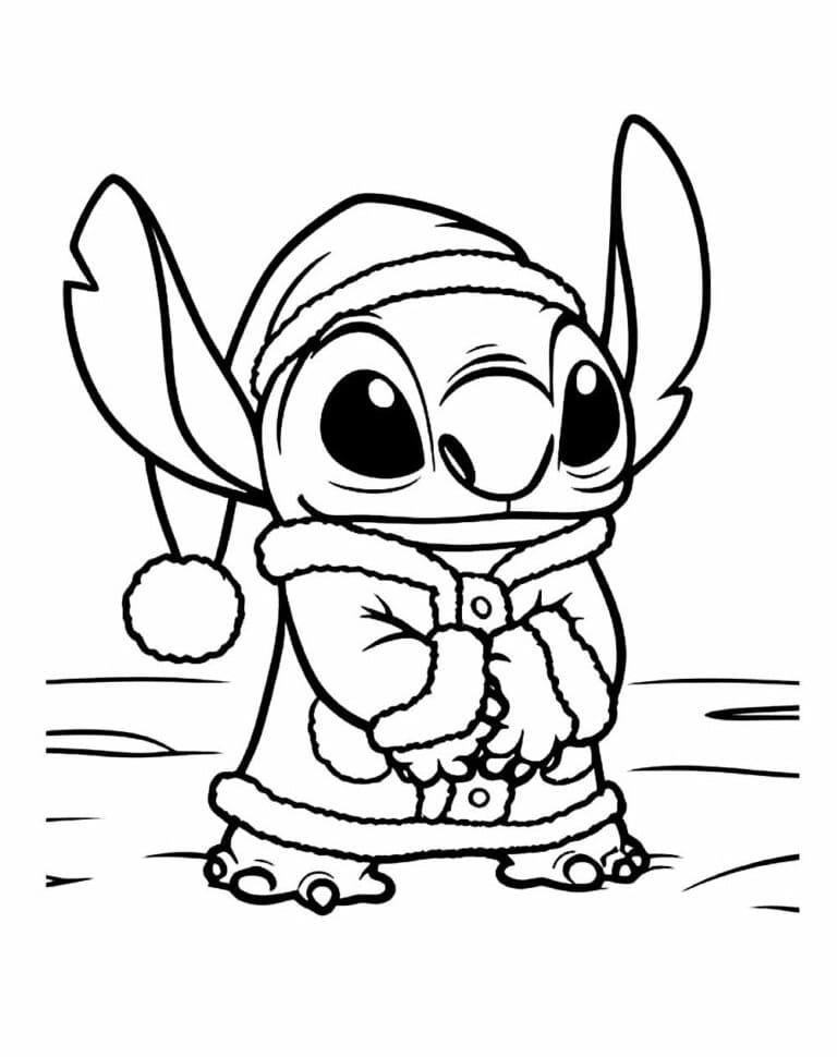 Desenho de Grátis Stitch de Natal para Crianças para Colorir