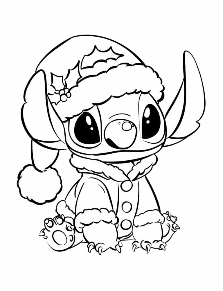 Desenho de Imprimivel Grátis Stitch de Natal para Crianças para Colorir e Imprimir