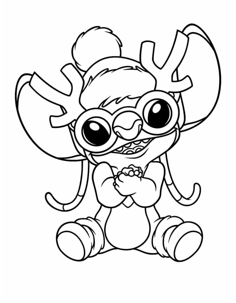 Desenho de Imprimivel Grátis Stitch de Natal para Colorir