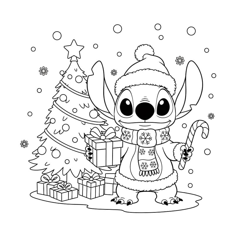 Desenho de Stitch de Natal 3 para Colorir