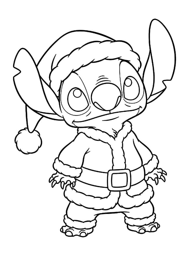 Desenho de Stitch de Natal Adorável para Colorir