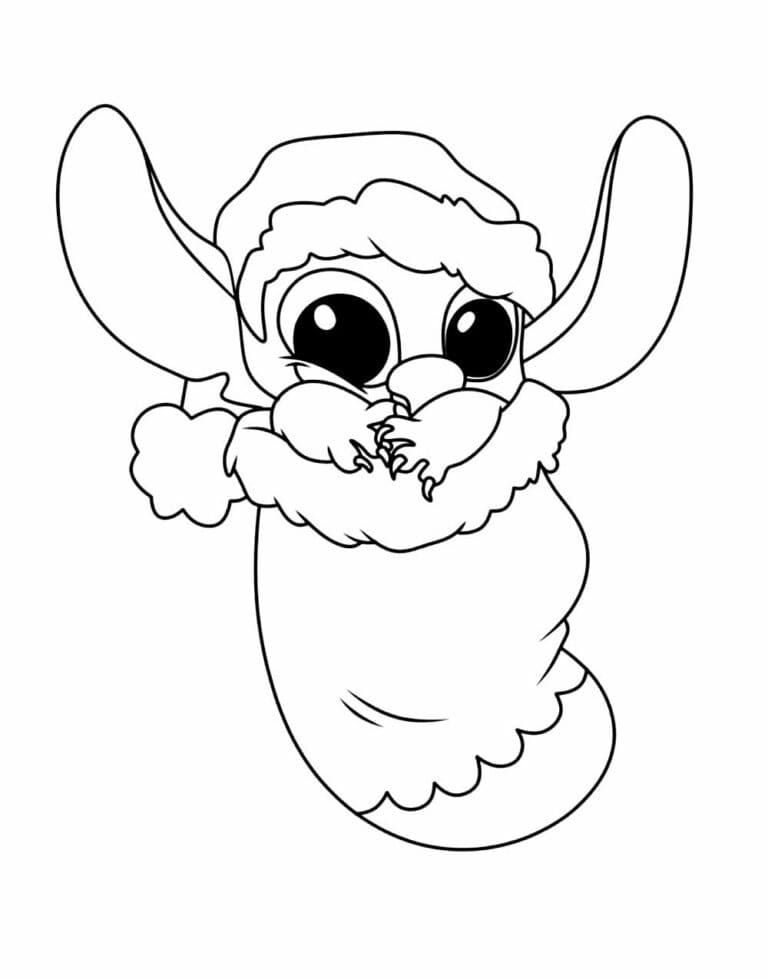 Desenho de Stitch de Natal Imprimivel Grátis para Colorir