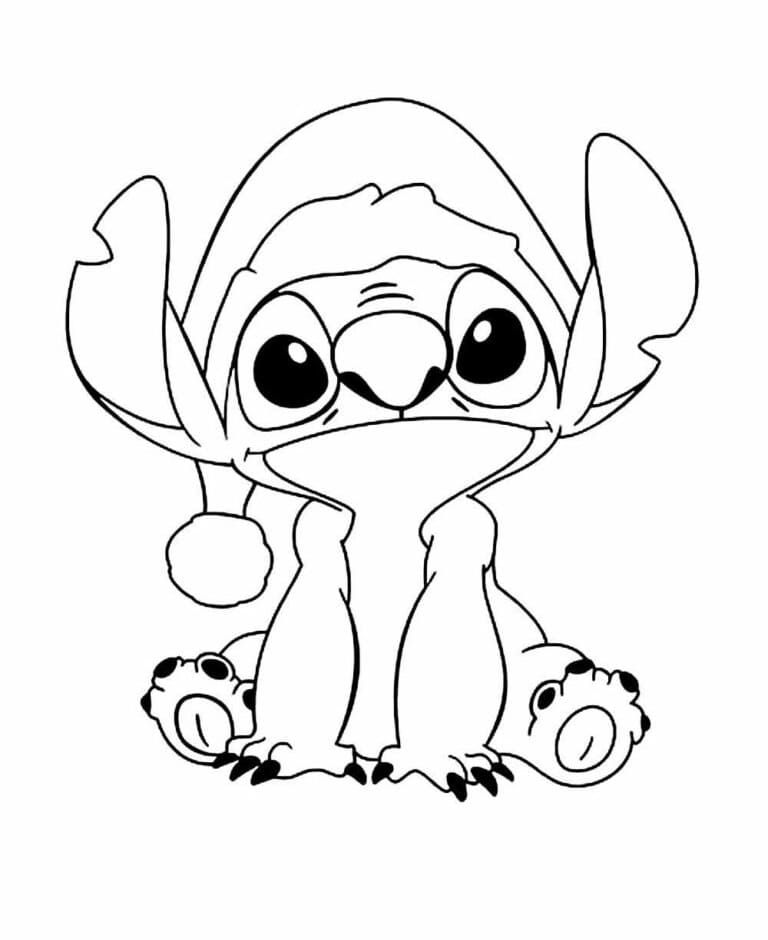 Desenho de Stitch de Natal Imprimivel para Crianças para Colorir
