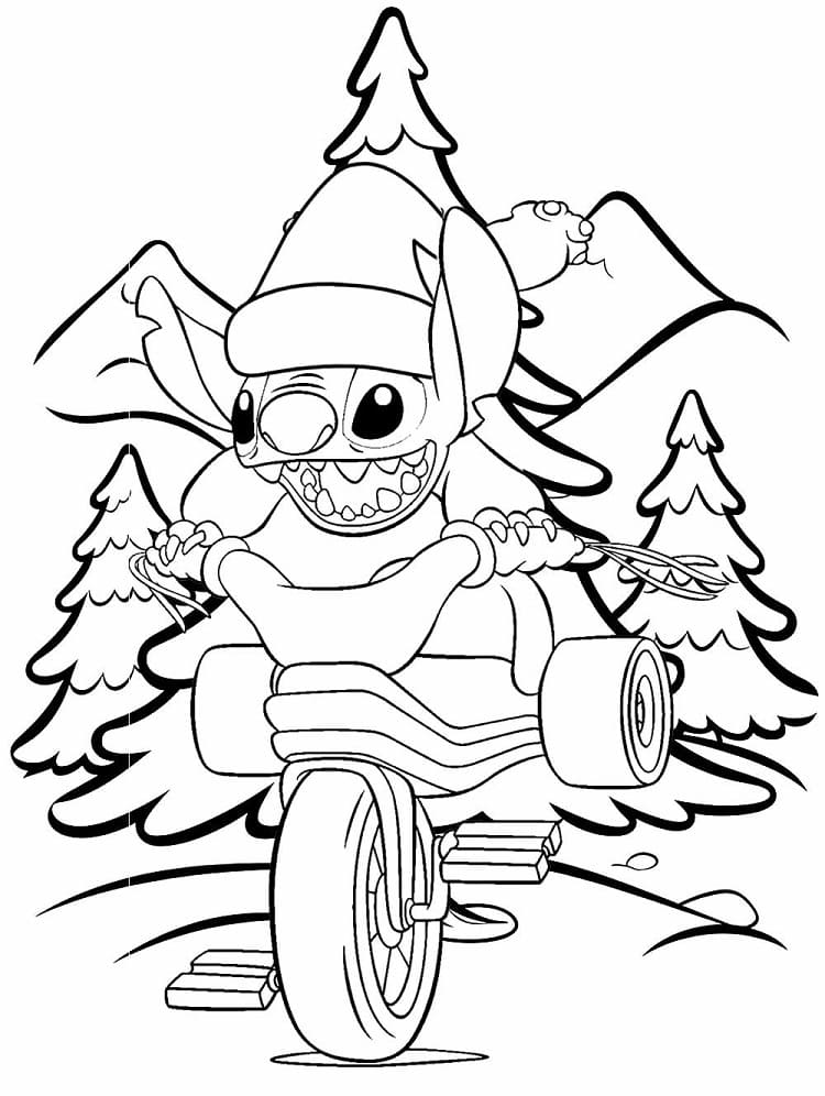 Desenho de Stitch de Natal Imprimivel para Colorir