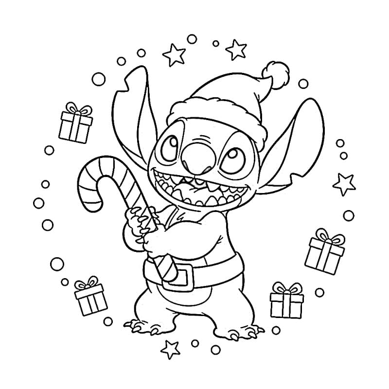 Desenho de Stitch de Natal para Crianças de 3 Anos para Colorir