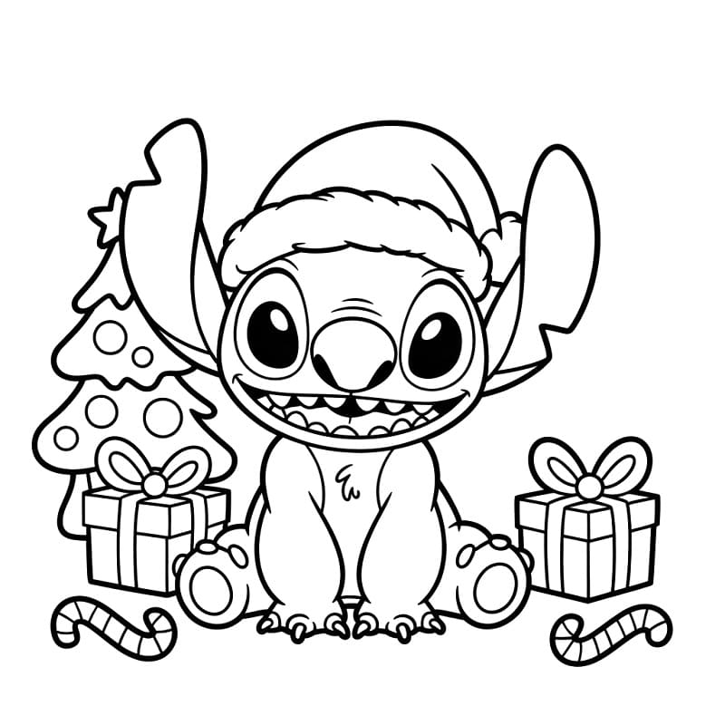 Desenho de Stitch de Natal para Crianças de 4 Anos para Colorir