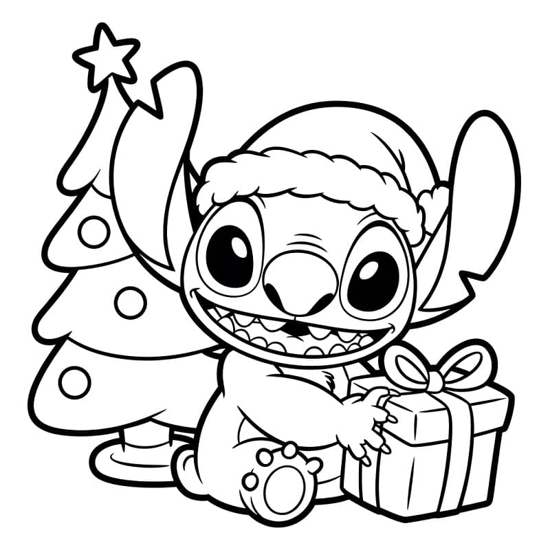Desenho de Stitch de Natal para Crianças de 5 Anos para Colorir