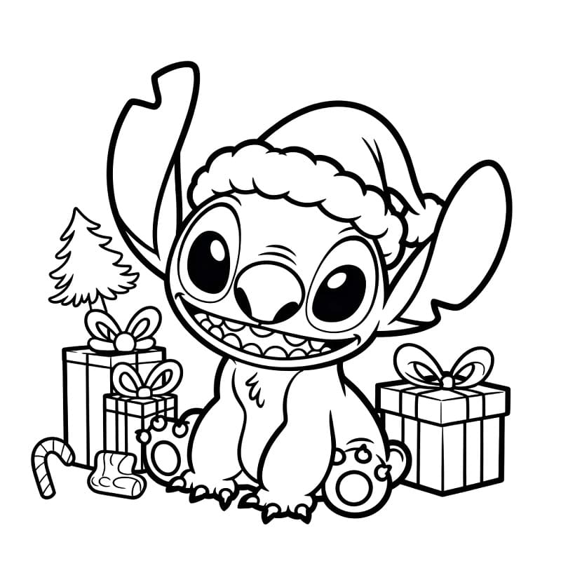 Desenho de Stitch de Natal para Crianças de 6 Anos para Colorir