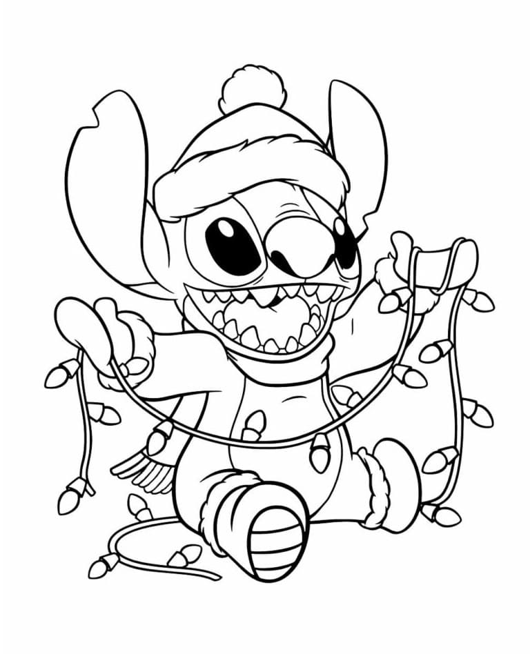 Desenho de Stitch de Natal para Crianças para Colorir