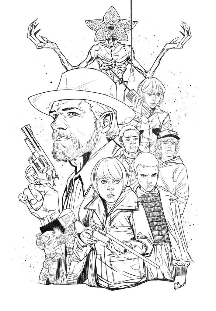 Desenho de Stranger Things para Colorir Download Pdf e Pintar
