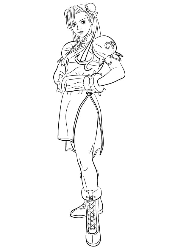 Desenho Chun Li de Street Fighter para Colorir e Pintar